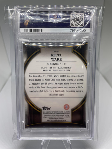 2022 23 Bowman University Chrome Kel'El Ware Invicta Rookie Insert PSA 9 Mint (2).1