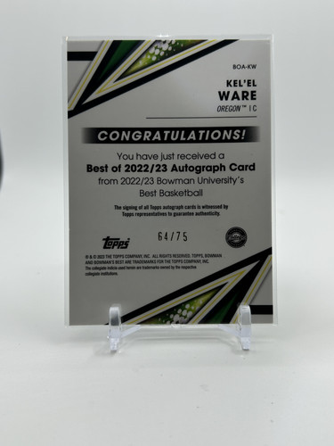 2022 23 Bowman University Best Kel'El Ware Gold Lava Refractor Auto 75 (4).1