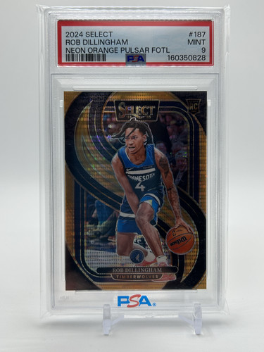 2024 25 Panini Select Rob Dillingham Premier Orange Pulsar Prizm Rookie 18 PSA 9 (1).1