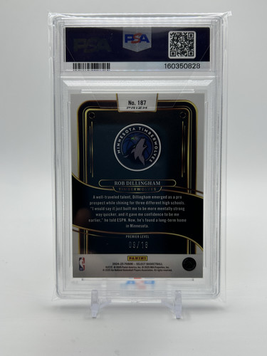 2024 25 Panini Select Rob Dillingham Premier Orange Pulsar Prizm Rookie 18 PSA 9 (2).1