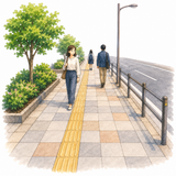 2. 歩道（ほどう）— trotoar tempat pejalan kaki