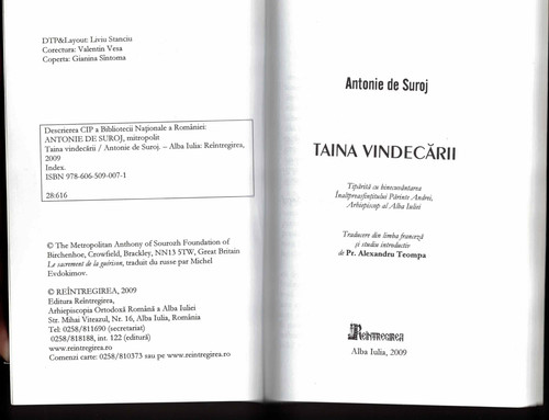 Antonie de Suroj Taina Vindecarii inside