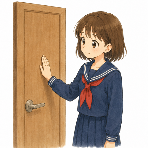 7. ドアに触ります（ドアにさわります）— menyentuh pintu.png