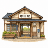 33. 本田駅（ほんだえき）— stasiun fiksi