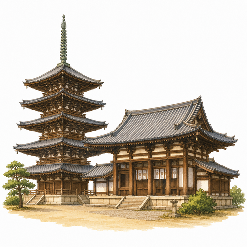 31. 法隆寺（ほうりゅうじ）— Kuil Hōryūji di Nara.png