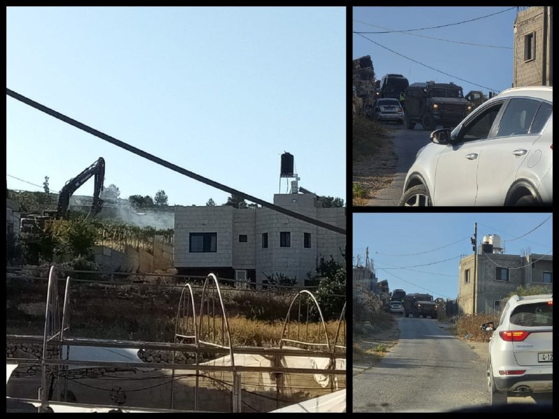 قوات الاحتلال برفقة آليات الهدم تقتحم بلدة نحالين غرب بيت لحم لتنفيذ عمليات هدم....