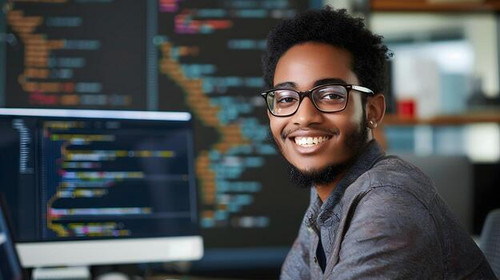 cheerful software developer focused on his computer at workstation free photo.jpg