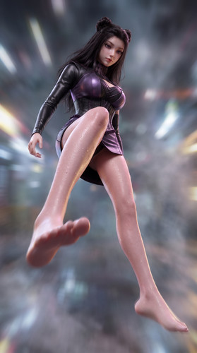 Woman in purple outfit close up 202607060140.1