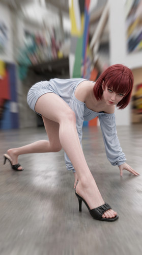 Woman in blue dress pose 202607121331.1