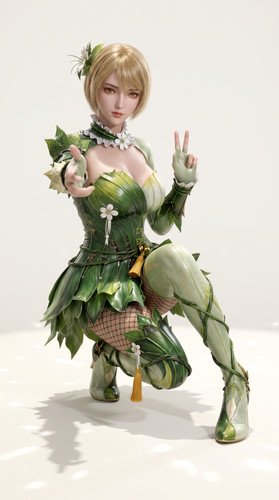 Woman in green costume posing 202607182320.jpg