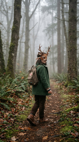 Girl wearing deer mask forest 202607222204.jpg