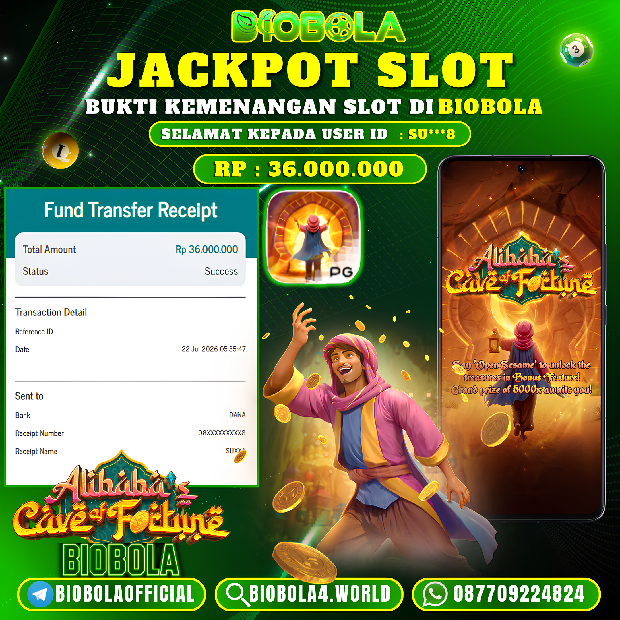 JP " Alibabas Cave of Fortune " PG SOFT) 36.000.000 JT BIOBOLA DI BAYAR LUNAS !!