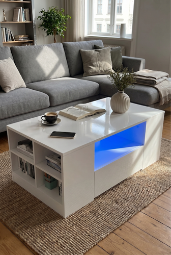 White high gloss coffee table from DHS with LED-lit side shelving.png