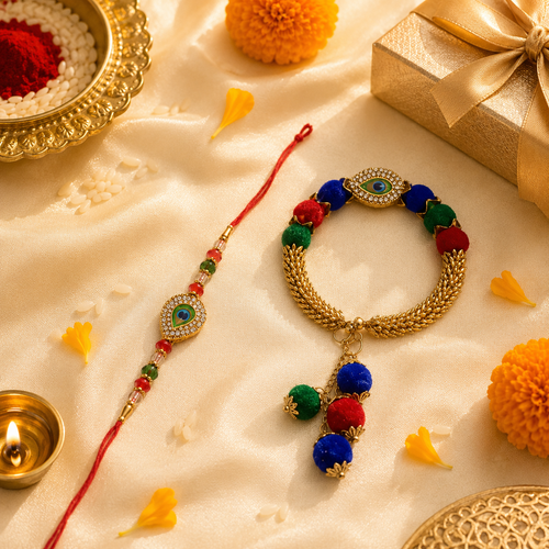 Premium Morpankh Bhai Bhabhi Rakhi Set
