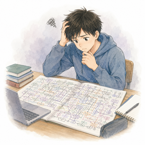 12. 複雑［な］（ふくざつ［な］）— rumit.png
