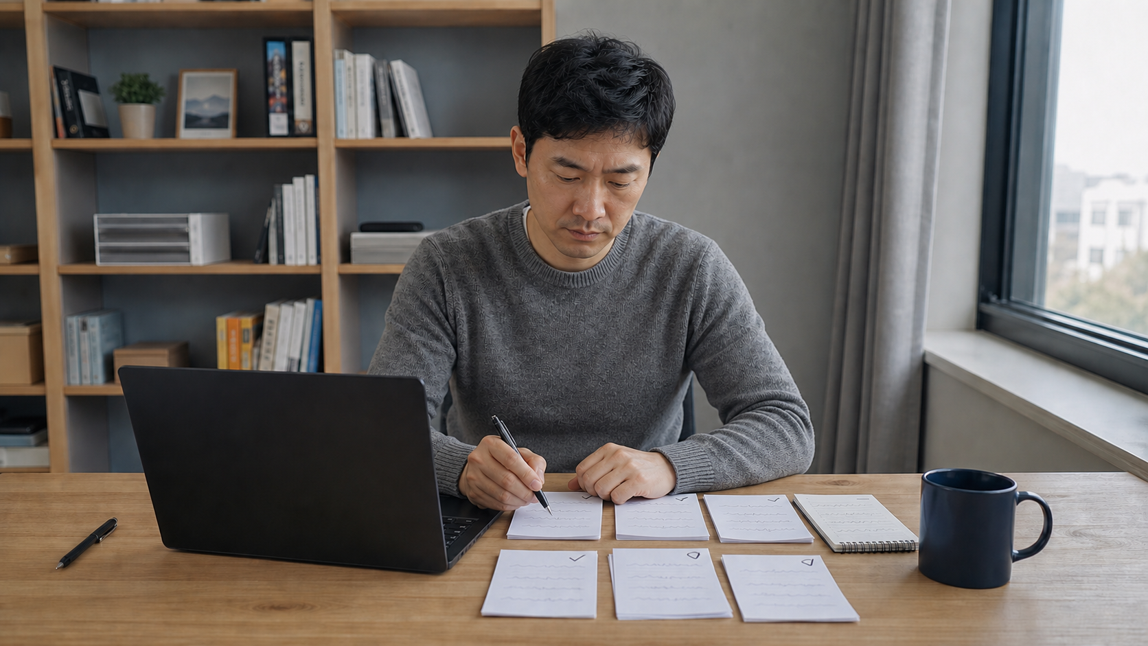 같은 책상에서 일곱 사이트의 URL 수를 하나씩 비교하며 체크하는 운영자