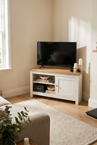 TV media unit with open shelving and a cabinet door.png