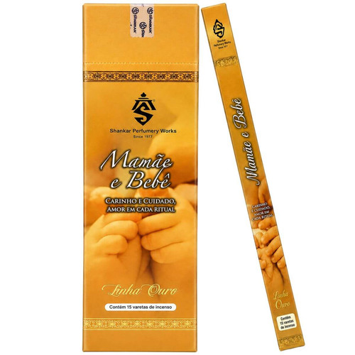 Incenso Shankar Linha Ouro Aroma Mamãe e Bebê Display C 25 Unidades (3)