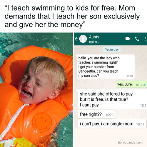 swimming teacher single mom demands money.jpg