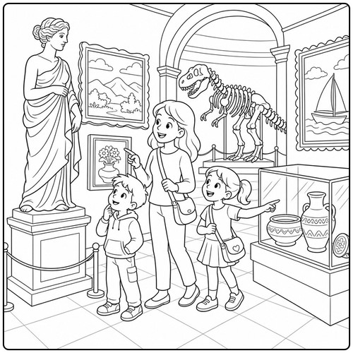 Family Museum Adventure Coloring Page for Curious Kids.jpg