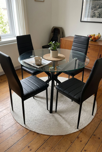 Skyra glass dining table and chairs from DHS for tight corners.png