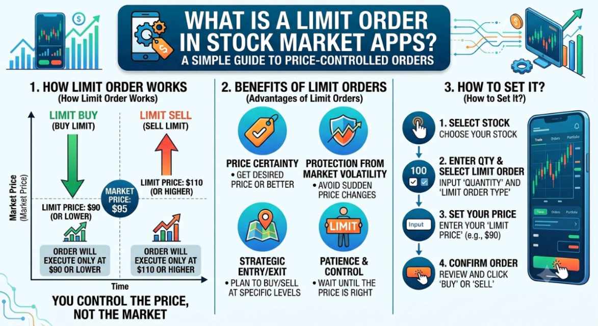 Limit order explained for stock market apps