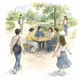 4. 集まります（あつまります）— [orang] berkumpul