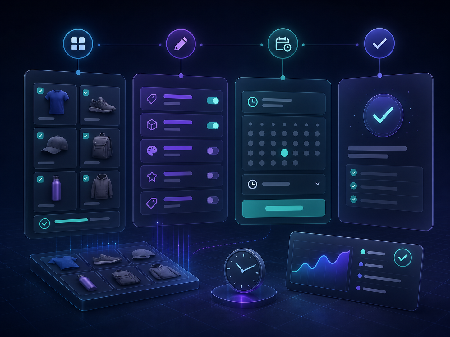 Scheduled Shopify bulk update workflow illustration