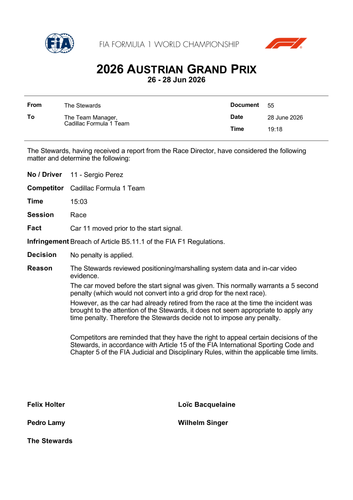 [Austrian GP]Doc 55 Decision Car 11 Alleged false start Moving before signal page 1.png