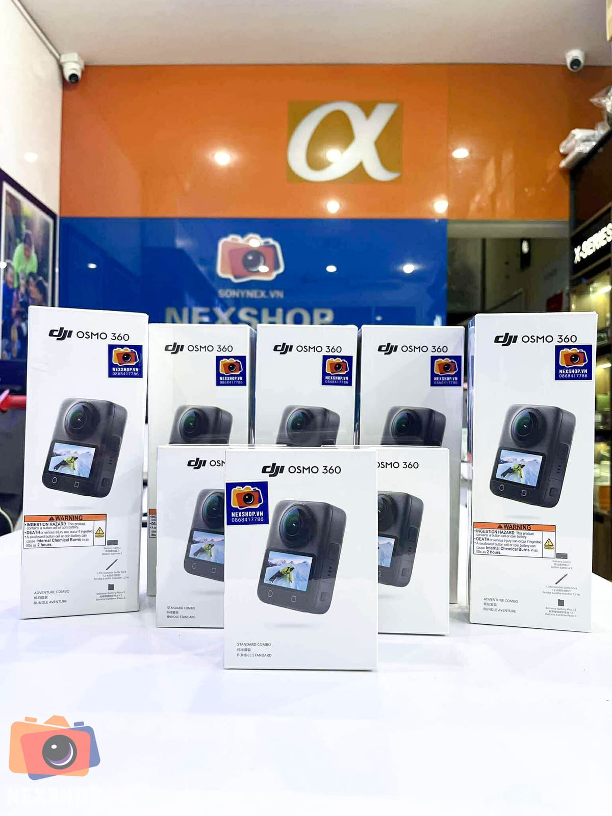 DJI Osmo 360 đang sạc pin, luôn sẵn sàng cho chuyến đi tiếp theo.