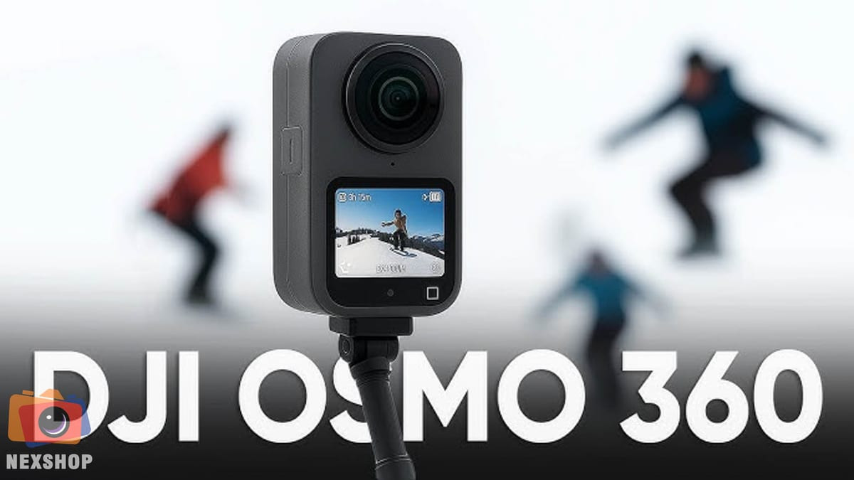 Các phụ kiện đi kèm và tính năng hiển thị trên DJI Osmo 360.