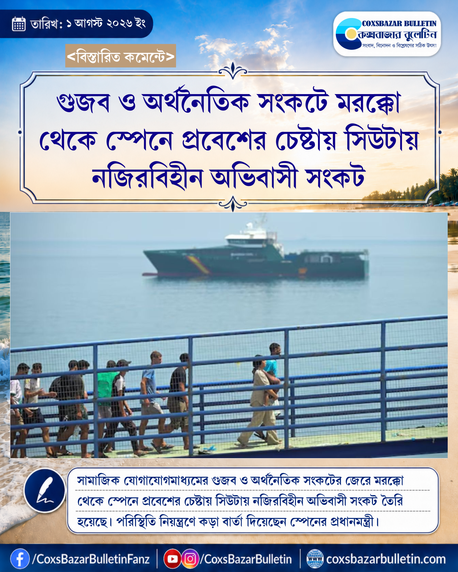 গুজব ও অর্থনৈতিক সংকটে মরক্কো থেকে স্পেনে প্রবেশের চেষ্টায় সিউটায় নজিরবিহীন অভিবাসী সংকট