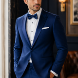 New York Blue Tuxedo in a Warm Interior