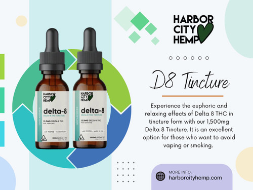 When comparing a D8 tincture, pay attention to: Carrier ingredients: The base ingredients influence the overall formulation and product consistency. Flavor components: Knowing what creates the flavor helps customers understand exactly what they are purchasing. Overall simplicity: Products with straightforward ingredient lists are often easier to compare and understand. Clear labeling shows that a company has nothing to hide.

For more info visit here: https://harborcityhemp.com/product/delta-8-tincture-1500mg/

Contact: Harbor City Hemp
Address: 186 Specialty Pt, Sanford, FL 32771, USA
Phone: +1-619-639-4386

Read Our Blogs:
https://harborcityhempcbd.wordpress.com/
https://harborcityhemp.blogspot.com
https://harborcityhemp.wixsite.com/harborcityhemp

More Links:
https://linkfly.to/harborcityhemp
https://www.patreon.com/c/harborcity_hemp
https://myanimelist.net/profile/harborcityhemp