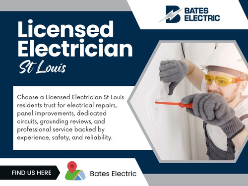 Many families become accustomed to electrical issues without realizing they are warning signs. A hallway light flickers occasionally. A breaker trips every few weeks. One outlet only works if the plug is positioned carefully. Because these situations seem manageable, homeowners often postpone having them inspected. An experienced Licensed electrician ST Louis understands that repeated electrical issues usually point to an underlying cause rather than simple bad luck.

Address: 2006 Sierra Parkway Arnold, MO 63010 (USA)
Phone: 636-242-6334

Website: https://bates-electric.com/locations/st-louis-mo

Read Our Blogs:
https://bateselectric.mystrikingly.com
https://bates-electric.jimdosite.com
https://68ec7f7c94048.site123.me

Related Links:
https://c8ke.com/bateselectric
https://www.pinterest.com/bateselectricStLouis/
https://www.reverbnation.com/bateselectricstlouismo
