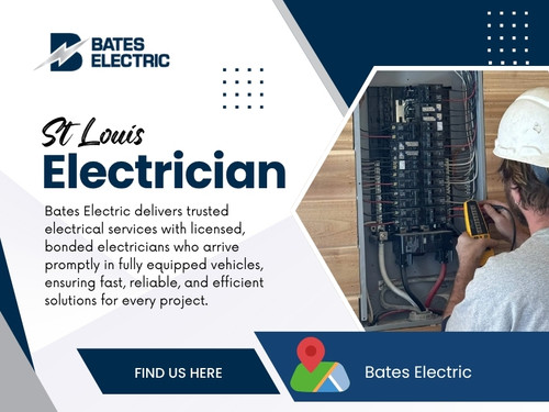Electrical components are not forever. Years of daily use, past repairs and growing energy demands can gradually impact the efficiency of a system. That’s why it’s so important to have regular inspections performed by experienced St Louis electricians. Professional inspections can spot potential problems that are easy to overlook and help homeowners protect one of their largest investments.

Address: 2006 Sierra Parkway Arnold, MO 63010 (USA)
Phone: 636-242-6334

Website: https://bates-electric.com/locations/st-louis-mo

Read Our Blogs:
https://bateselectric.mystrikingly.com
https://bates-electric.jimdosite.com
https://68ec7f7c94048.site123.me

Related Links:
https://beacons.ai/bateselectric
https://patreon.com/bateselectric
https://www.flickr.com/people/bateselectric/