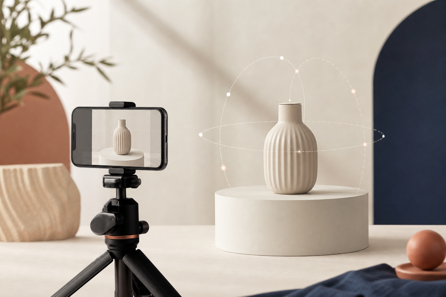 Smartphone orbiting a product for 3D capture