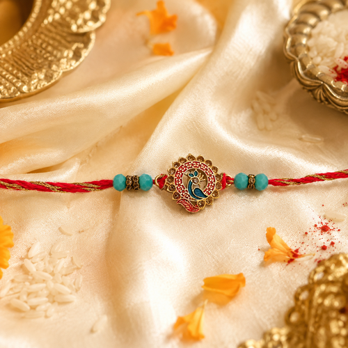 Peacock Brass Rakhi