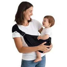 #VerdientProvisionen<br>Baby Sling & Side Carrier - Ergonomic Hip Carrier for Baby and Toddler with Hip Seat, ASTM Certified, Lightweight and Breathable, 0-36 Months (Black)