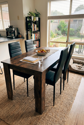 Dining table and 4 chairs from DHS for compact rustic dining.png