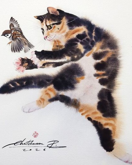 6a3a2fbbe14f1 adorable cat watercolor paintings chatchawa ruksa 700.jpg
