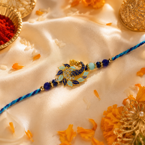 Premium Peacock Brass Rakhi