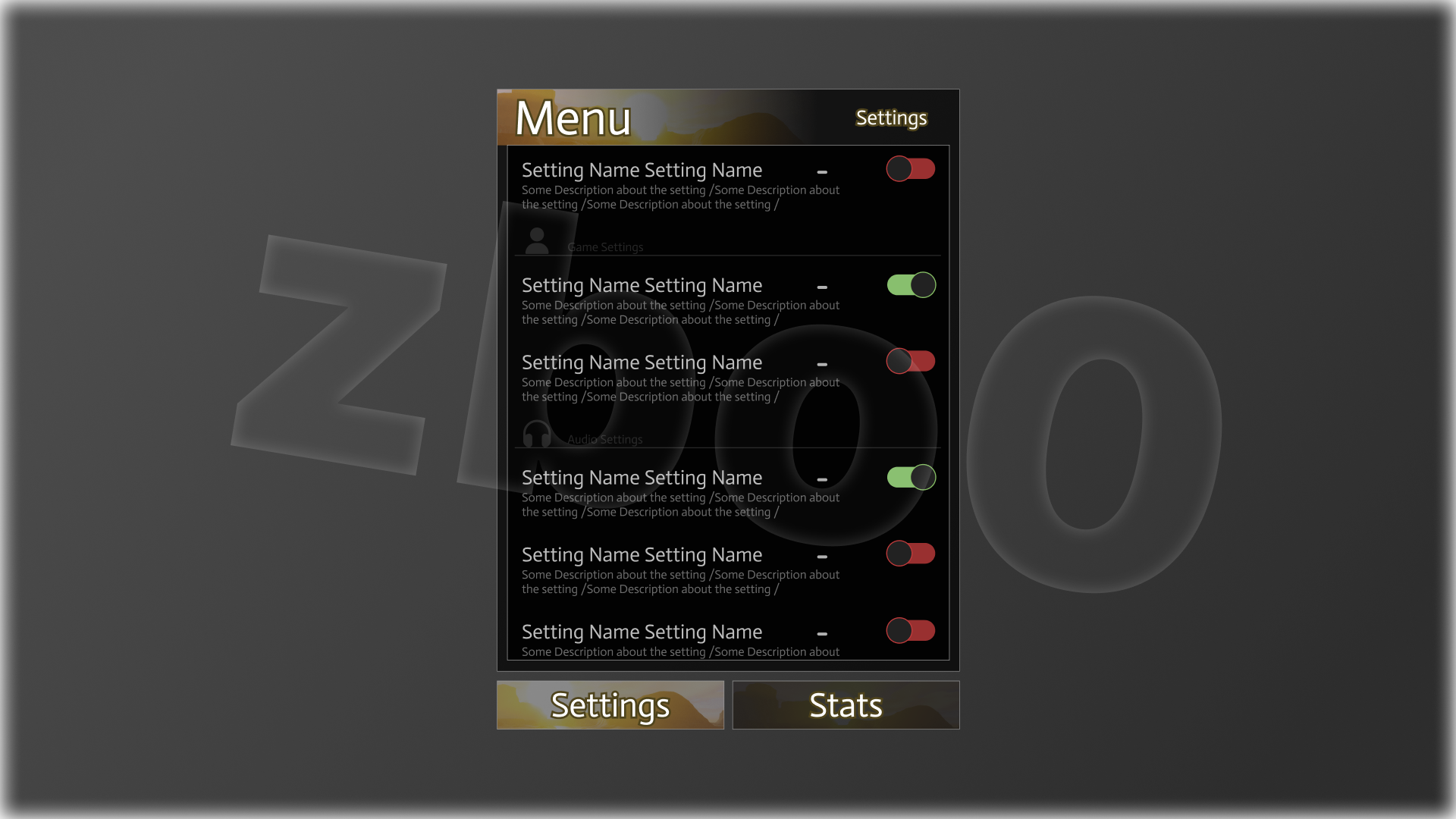 Fisch inspired settings frame