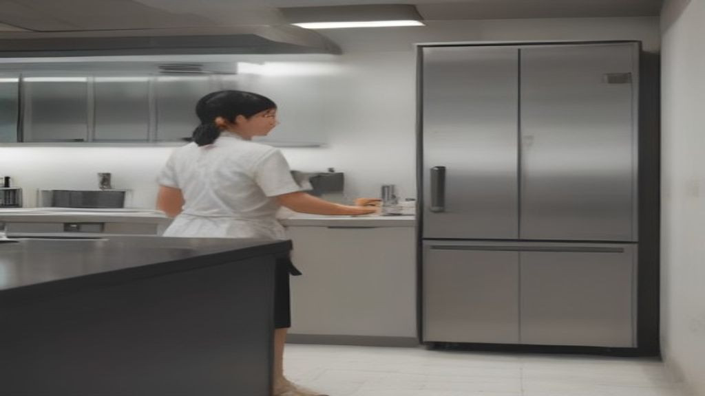 Kitchen manager comparing worktop freezer door and drawer configurations on the cook line