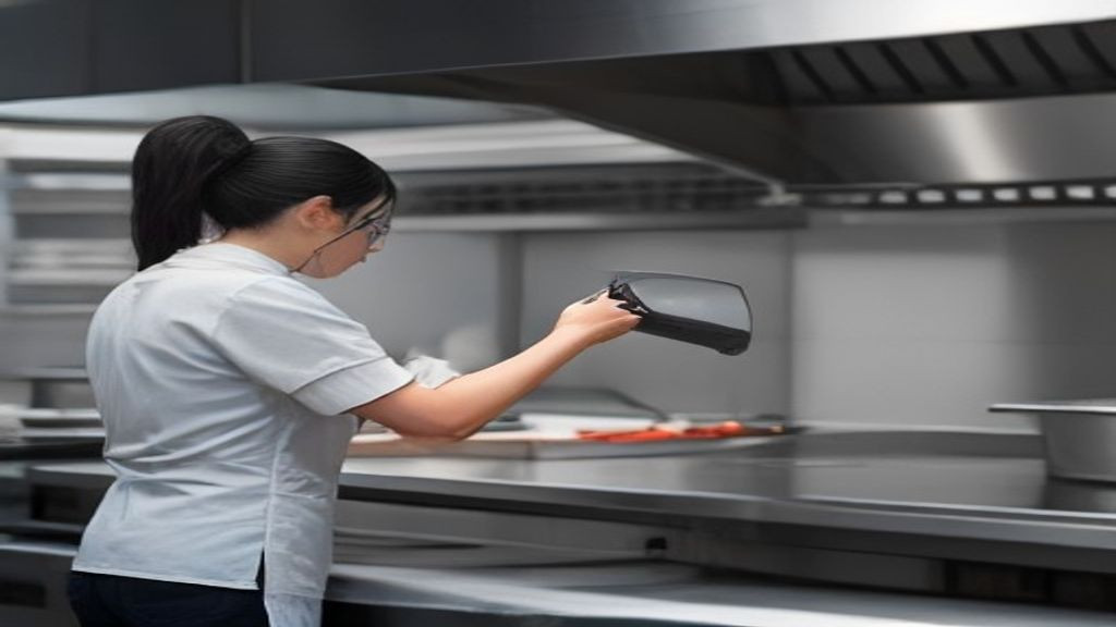 Staff wiping the stainless top and checking gaskets on a commercial worktop freezer