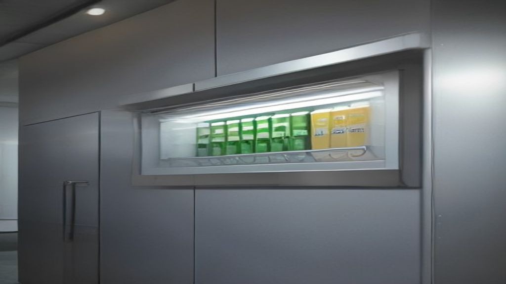 Kitchen manager measuring chest freezer footprint beside bulk frozen cases