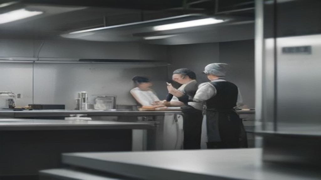 Staff wiping door gaskets on a glass froster after service in a commercial kitchen