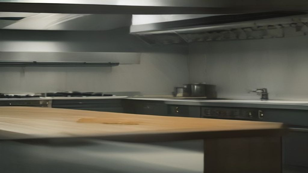 Clean pizza prep table station ready for service with lids closed and cutting board cleared