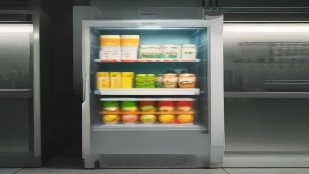 Clean commercial merchandiser refrigerator with organized grab-and-go products ready for service