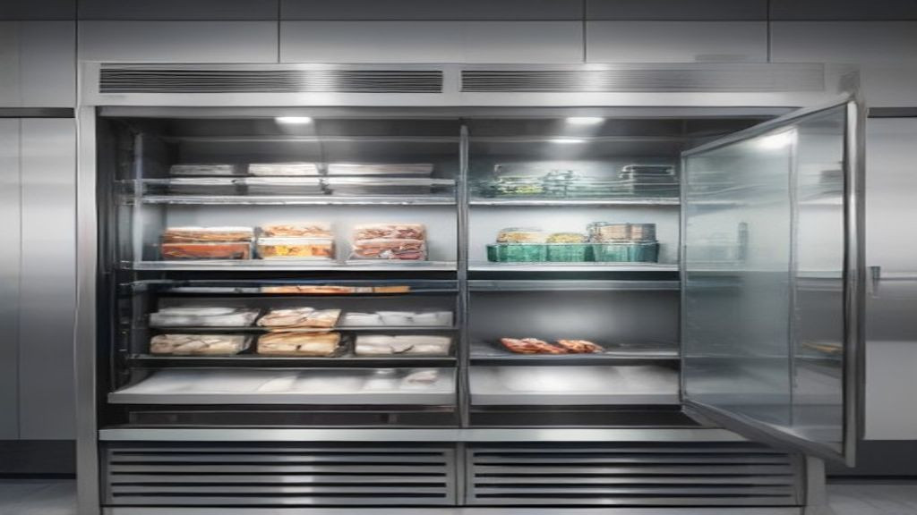 Clean merchandiser freezer with sealed glass doors ready for front-of-house service